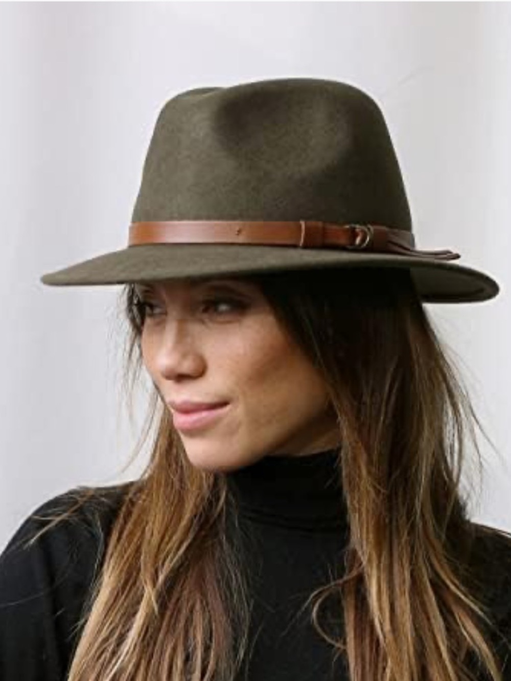 Anthropologie New Black Wool Felt Wide-Brim Hat with Brown Leather Band NWOT - Picture 16 of 16